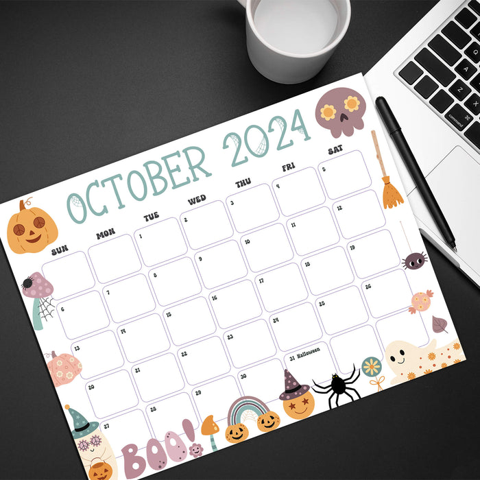 Cute Halloween October 2024 Calendar Download