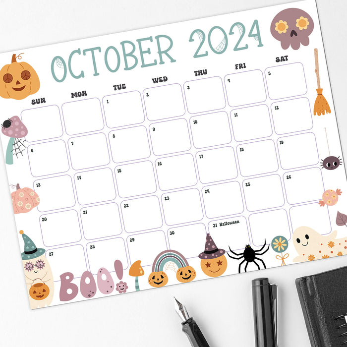 Cute Halloween October 2024 Calendar Download