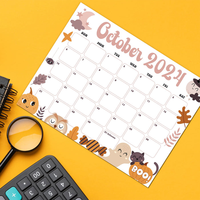 Cute Spooky October 2024 Calendar Template