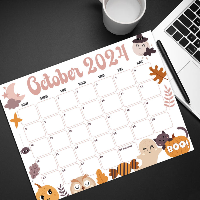 Cute Spooky October 2024 Calendar Template