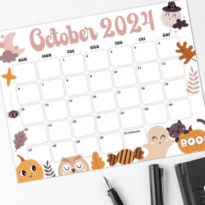 Cute Spooky October 2024 Calendar Template