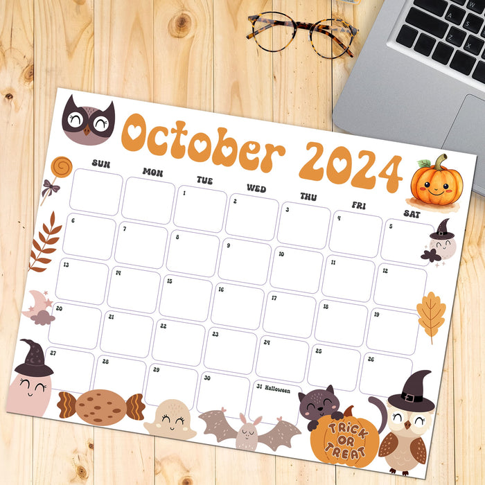 Printable October 2024 Halloween Calendar PDF