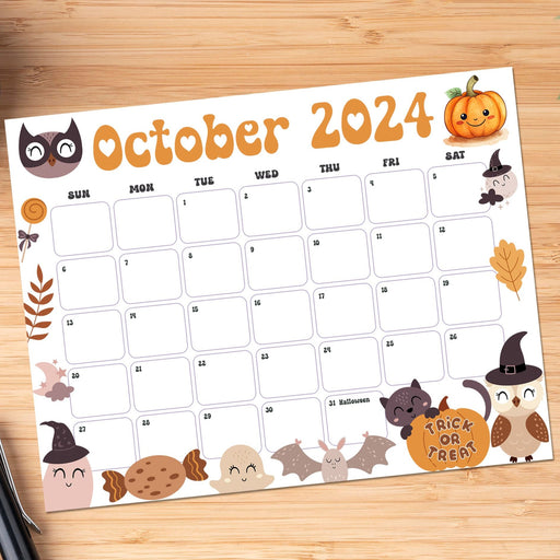 Printable October 2024 Halloween Calendar PDF