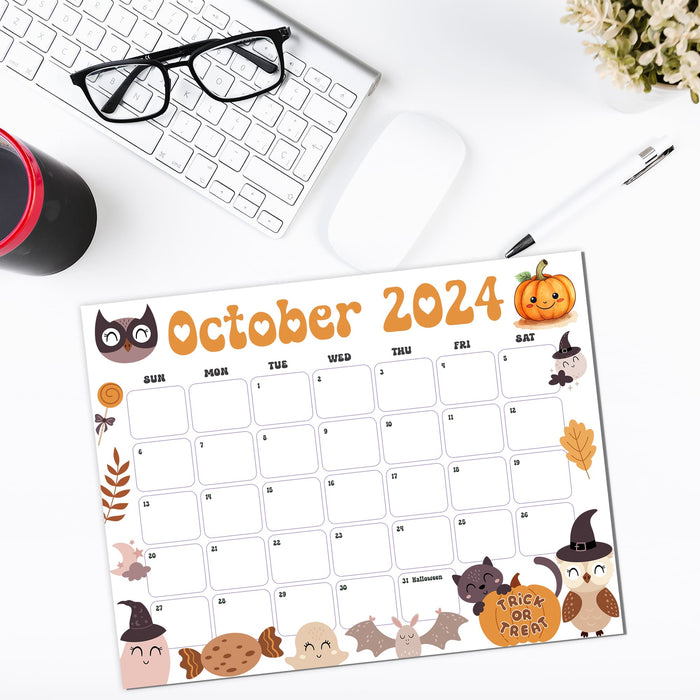 Printable October 2024 Halloween Calendar PDF