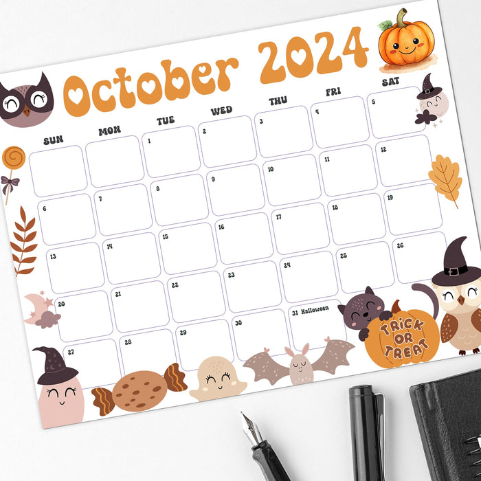 Printable October 2024 Halloween Calendar PDF