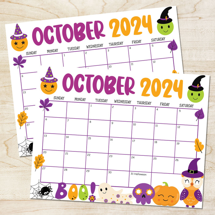 October 2024 Cute Halloween Calendar Download