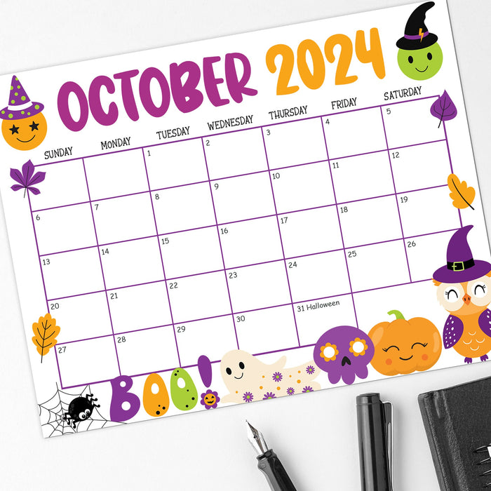 October 2024 Cute Halloween Calendar Download