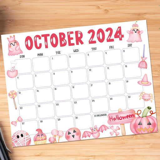 Digital October 2024 Halloween Calendar PDF