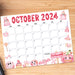 Digital October 2024 Halloween Calendar PDF