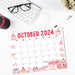 Digital October 2024 Halloween Calendar PDF