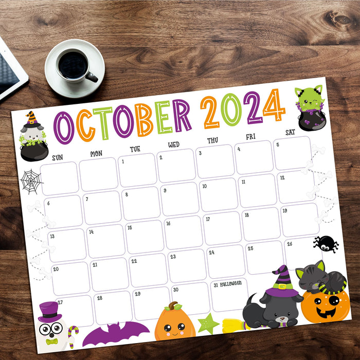 Whimsical Halloween October 2024 Calendar