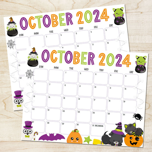 Whimsical Halloween October 2024 Calendar