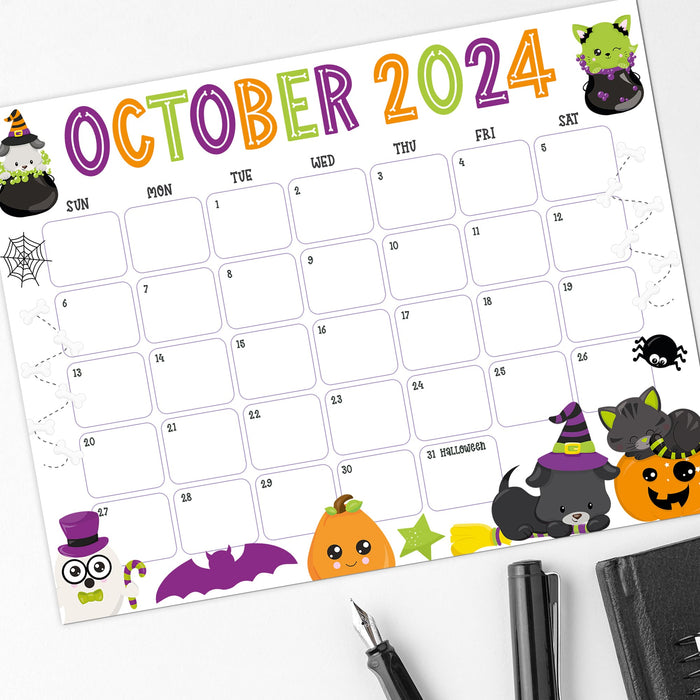 Whimsical Halloween October 2024 Calendar