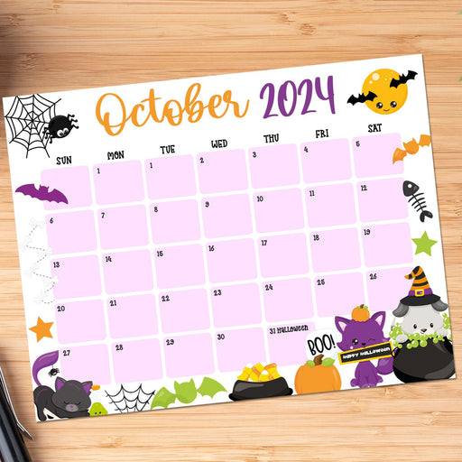 October 2024 Halloween Themed Calendar PDF