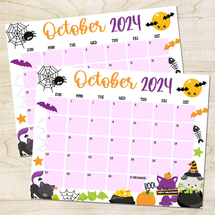 October 2024 Halloween Themed Calendar PDF