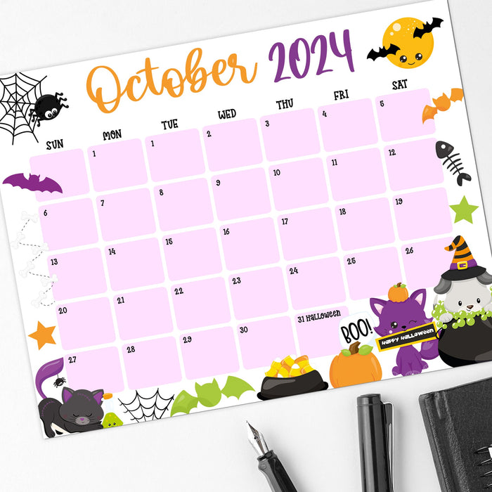 October 2024 Halloween Themed Calendar PDF