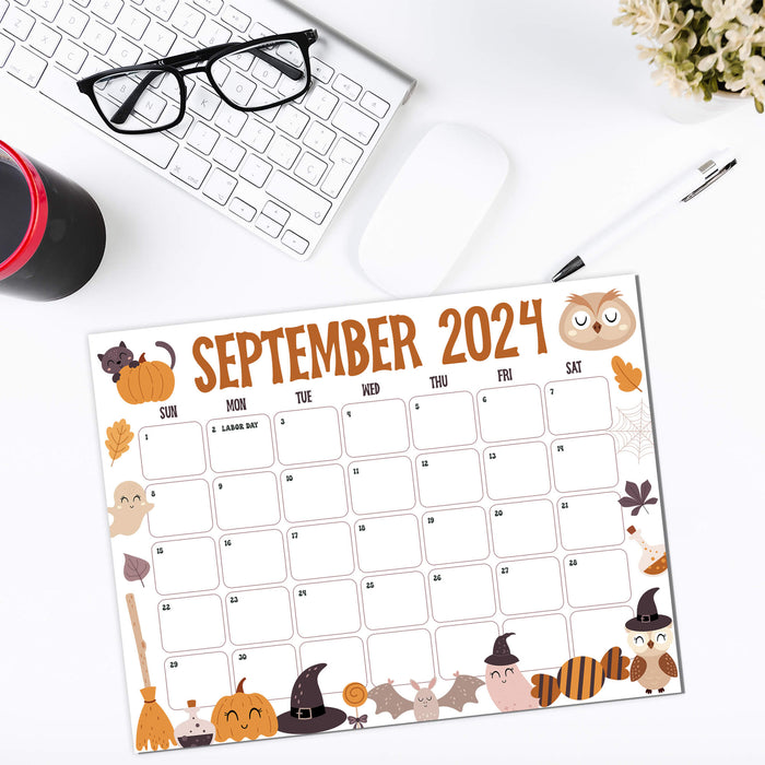 Spooky September 2024 Halloween Themed Printable Calendar