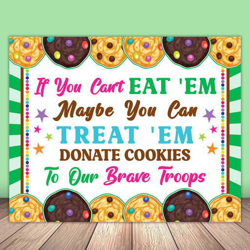PDF If You Can't Eat 'Em Treat 'Em Booth Sign | Printable Donate Cookies to Heroes Military Troops Signage