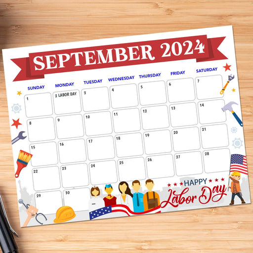 Printable September 2024 Calendar for Labor Day