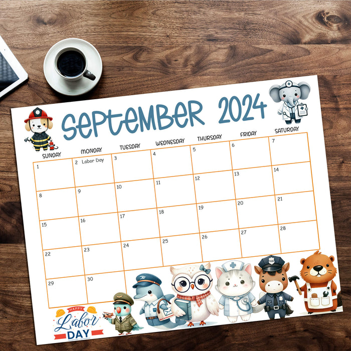 Labor Day Printable Calendar September 2024