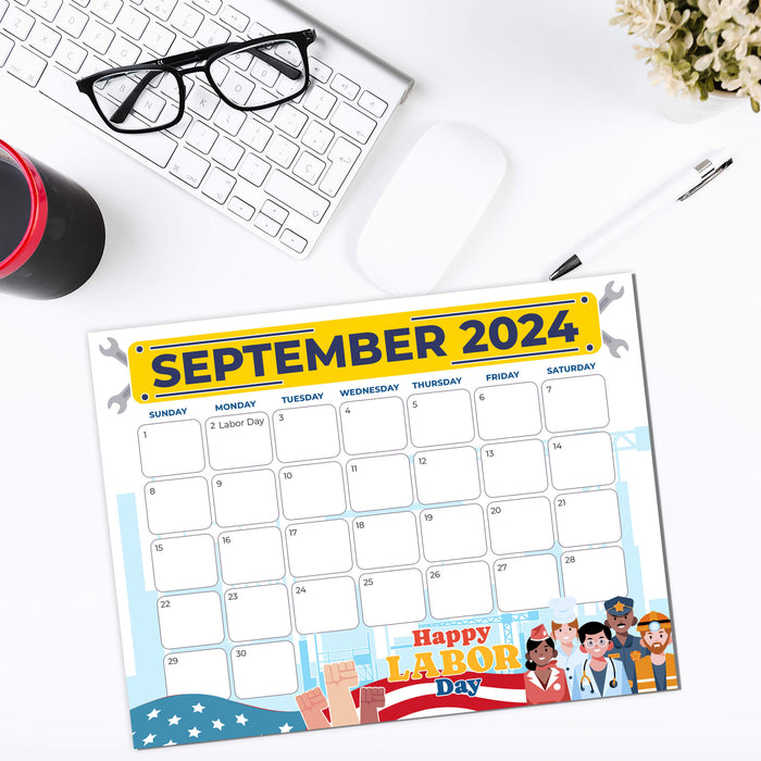 Festive Labor Day September 2024 Printable Calendar