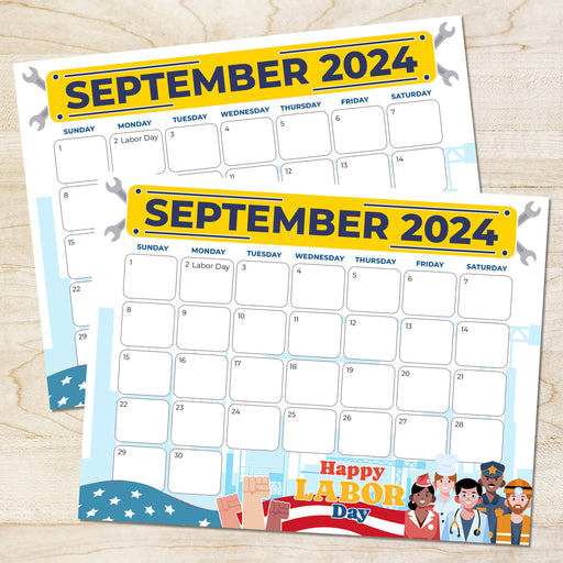 Festive Labor Day September 2024 Printable Calendar