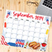 Labor Day BBQ Cookout Themed September 2024 Calendar