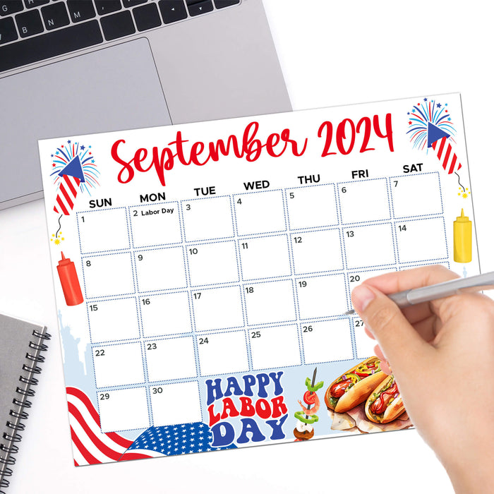 Labor Day BBQ Cookout Themed September 2024 Calendar