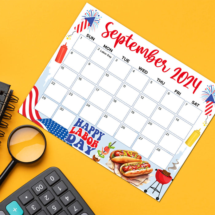 Labor Day BBQ Cookout Themed September 2024 Calendar