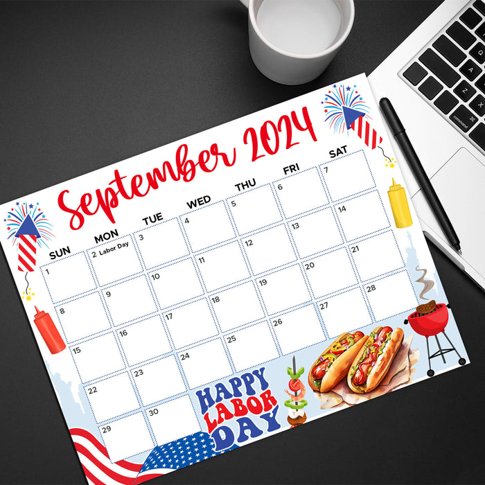 Labor Day BBQ Cookout Themed September 2024 Calendar