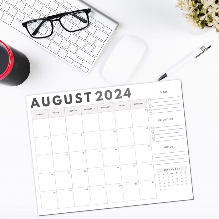 PDF 2024 August Minimalist Calendar | Printable Elegant Blank Monthly Calendar Planner