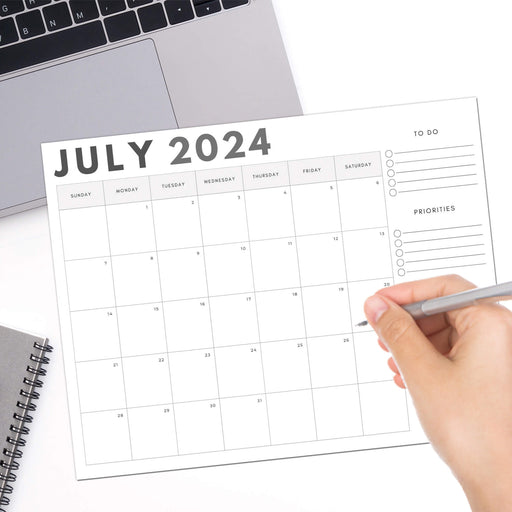 PDF 2024 July Minimalist Calendar | Printable Elegant Blank Monthly Calendar Planner