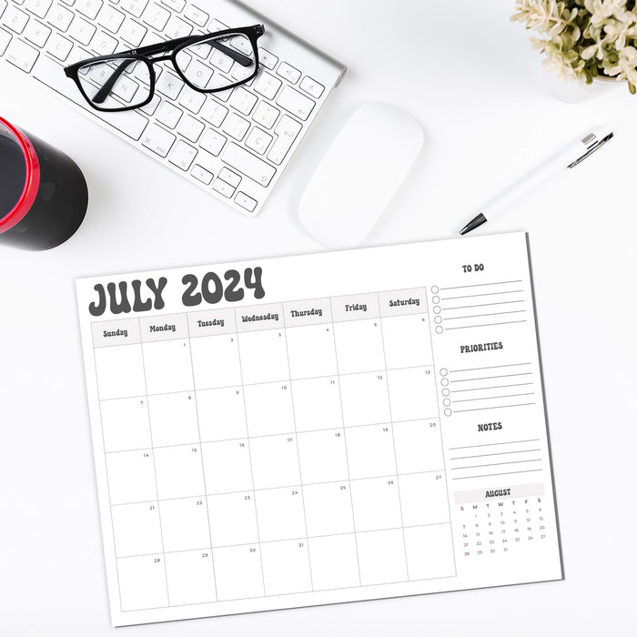 PDF Retro Minimalist July 2024 Calendar | Printable Vintage Classic Inspired Planner