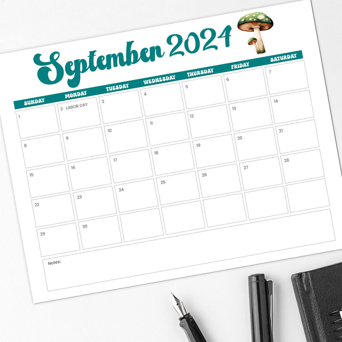 Modern Minimalist Retro Printable Calendar September 2024