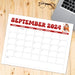 September 2024 Calendar with Minimalist  Retro Design