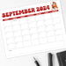 September 2024 Calendar with Minimalist  Retro Design