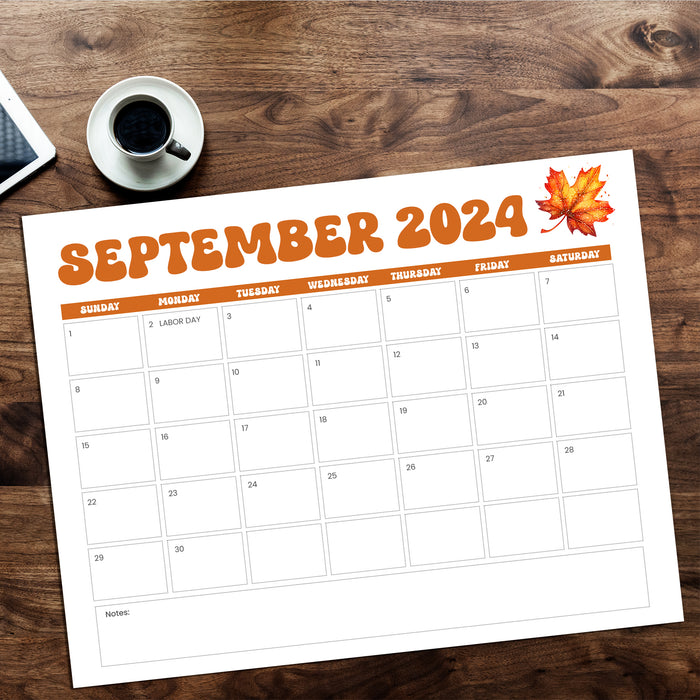 Simple September 2024 Minimalist Retro Calendar Printable