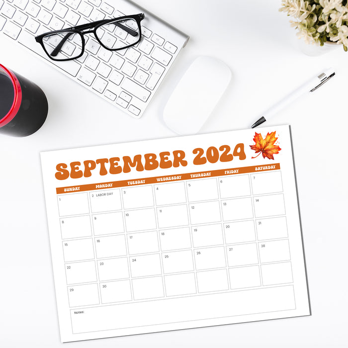 Simple September 2024 Minimalist Retro Calendar Printable