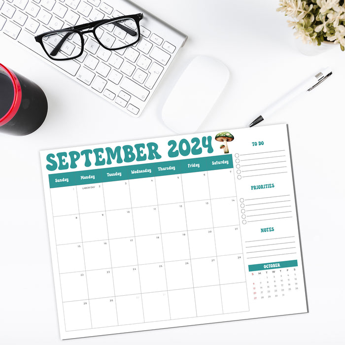 Vintage Style Minimalist Printable Calendar September 2024