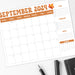 Simple Minimalist  Retro Design Planner Calendar September 2024