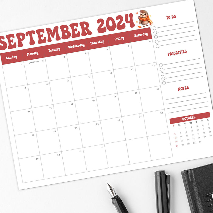 Retro Minimalist Theme Printable September 2024 Calendar