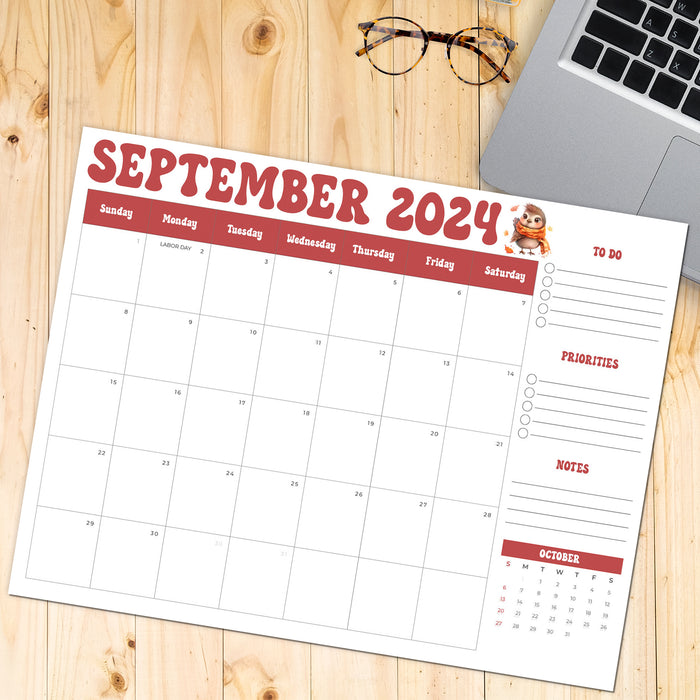 Retro Minimalist Theme Printable September 2024 Calendar