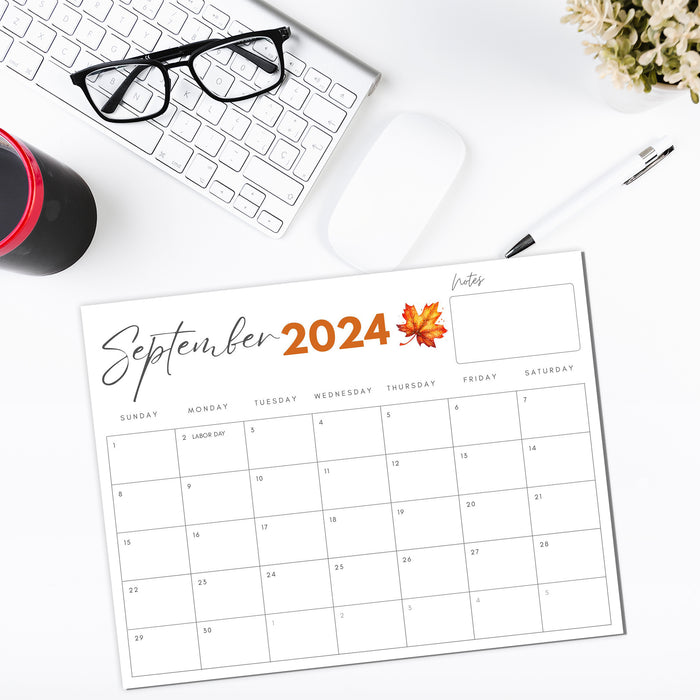 September 2024 Calendar with Minimalist Design