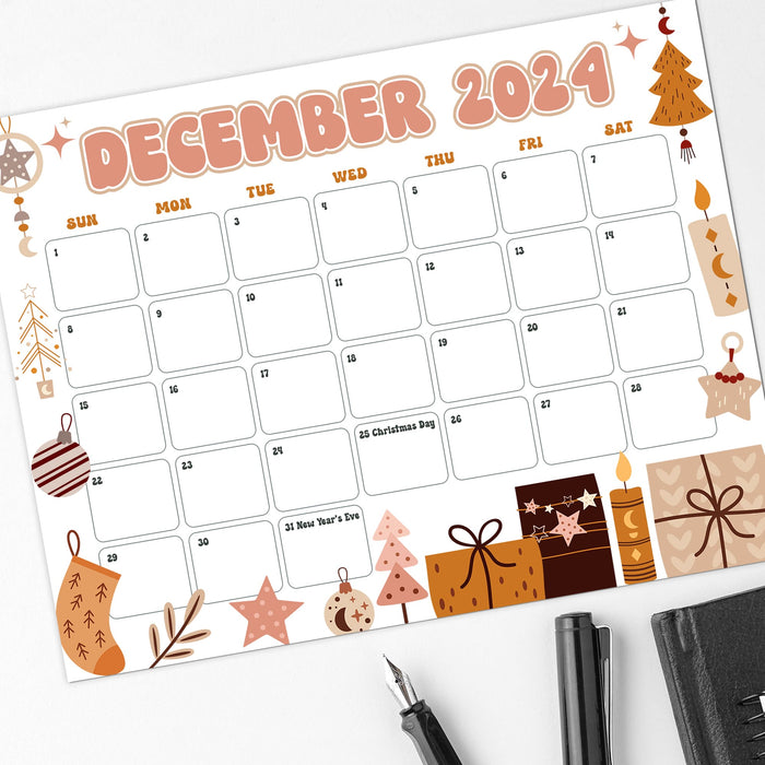 Printable Whimsical December Calendar