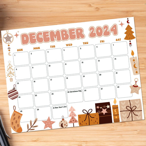 Printable Whimsical December Calendar