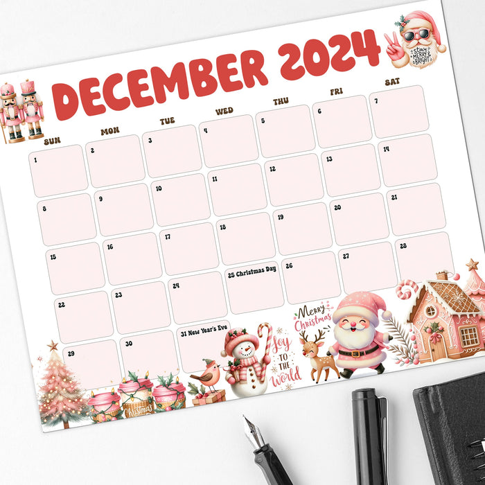 Retro Style Whimsical December Calendar