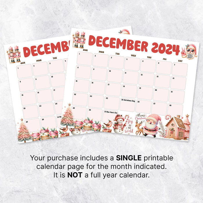 Retro Style Whimsical December Calendar