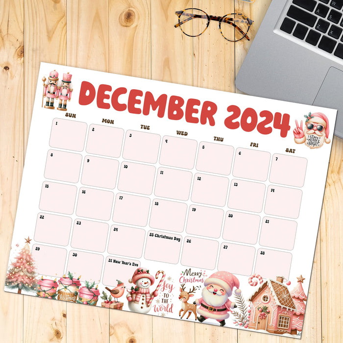 Retro Style Whimsical December Calendar