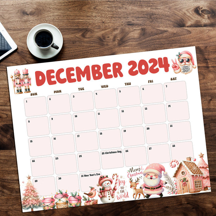 Retro Style Whimsical December Calendar