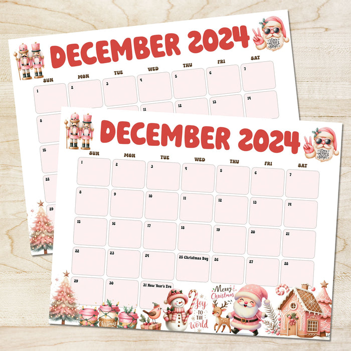 Retro Style Whimsical December Calendar